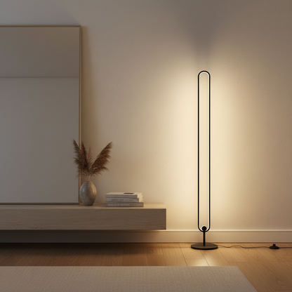Lunaris | Sleek Modern Black Oval Floor Lamp with LED Lighting