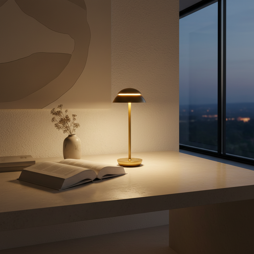 MushroomGlow | Elegant Modern Battery Operated Table Lamp with Touch Control