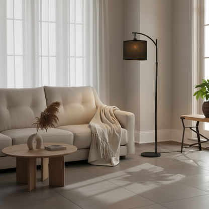 Luminara | Modern Minimalist Black Floor Lamp with Fabric Shade