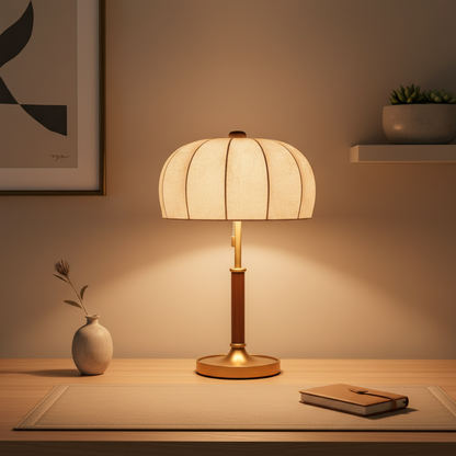 Luminara | Elegant Vintage Brass Dome Bedside Table Lamp for Bedroom