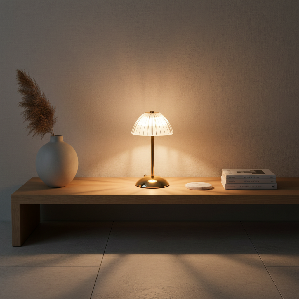 BrassLuxe | Stylish Cordless Battery Operated Bedside Table Lamp