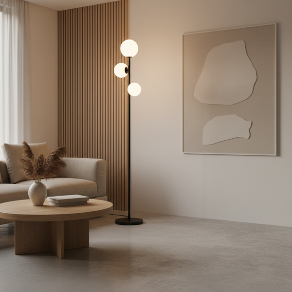 Lunara | Modern Elegant 3-Light Black Floor Lamp with Adjustable Colors