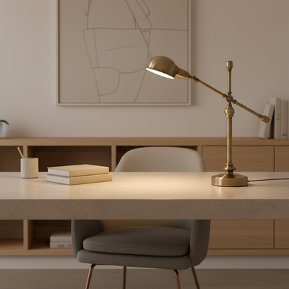 Luminara | Elegant Adjustable Metallic Dome Desk Lamp for Home Office