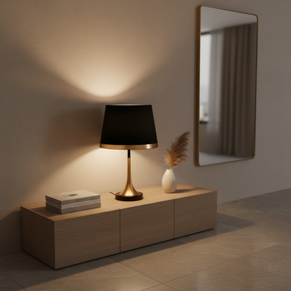 Luminara | Elegant Modern Brass White Table Lamp for Bedroom & Desk