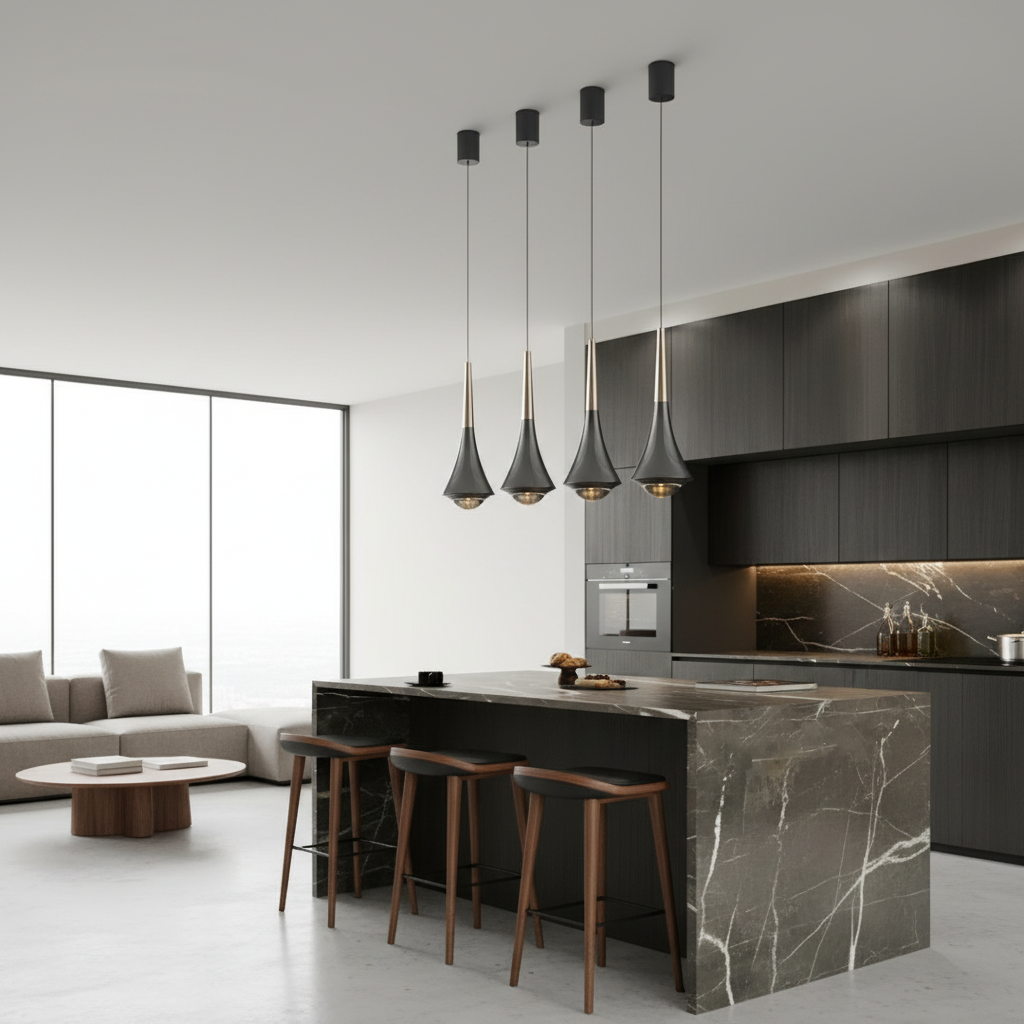 NocturneLight | Modern Adjustable Black Pendant Lighting for Stylish Interiors