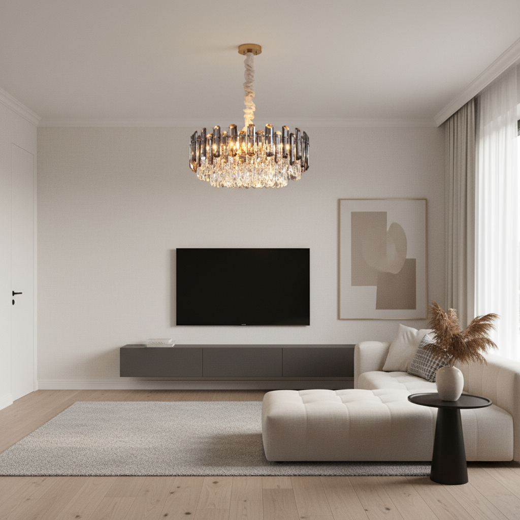 LustraSphere | Elegant Modern Crystal Chandelier with Gold Accents