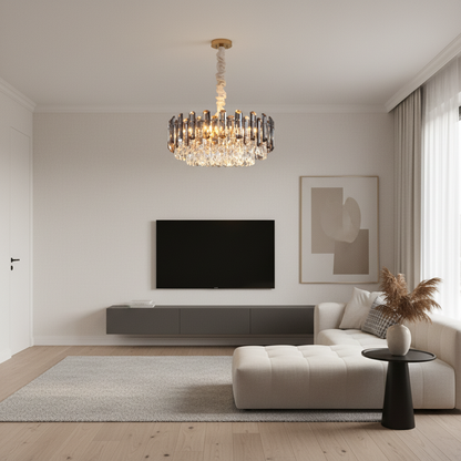 LustraSphere | Elegant Modern Crystal Chandelier with Gold Accents