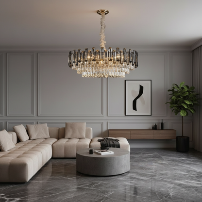 LustraSphere | Elegant Modern Crystal Chandelier with Gold Accents
