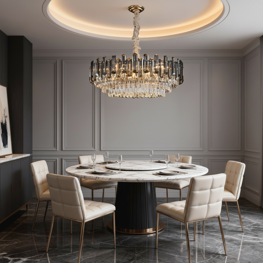 LustraSphere | Elegant Modern Crystal Chandelier with Gold Accents