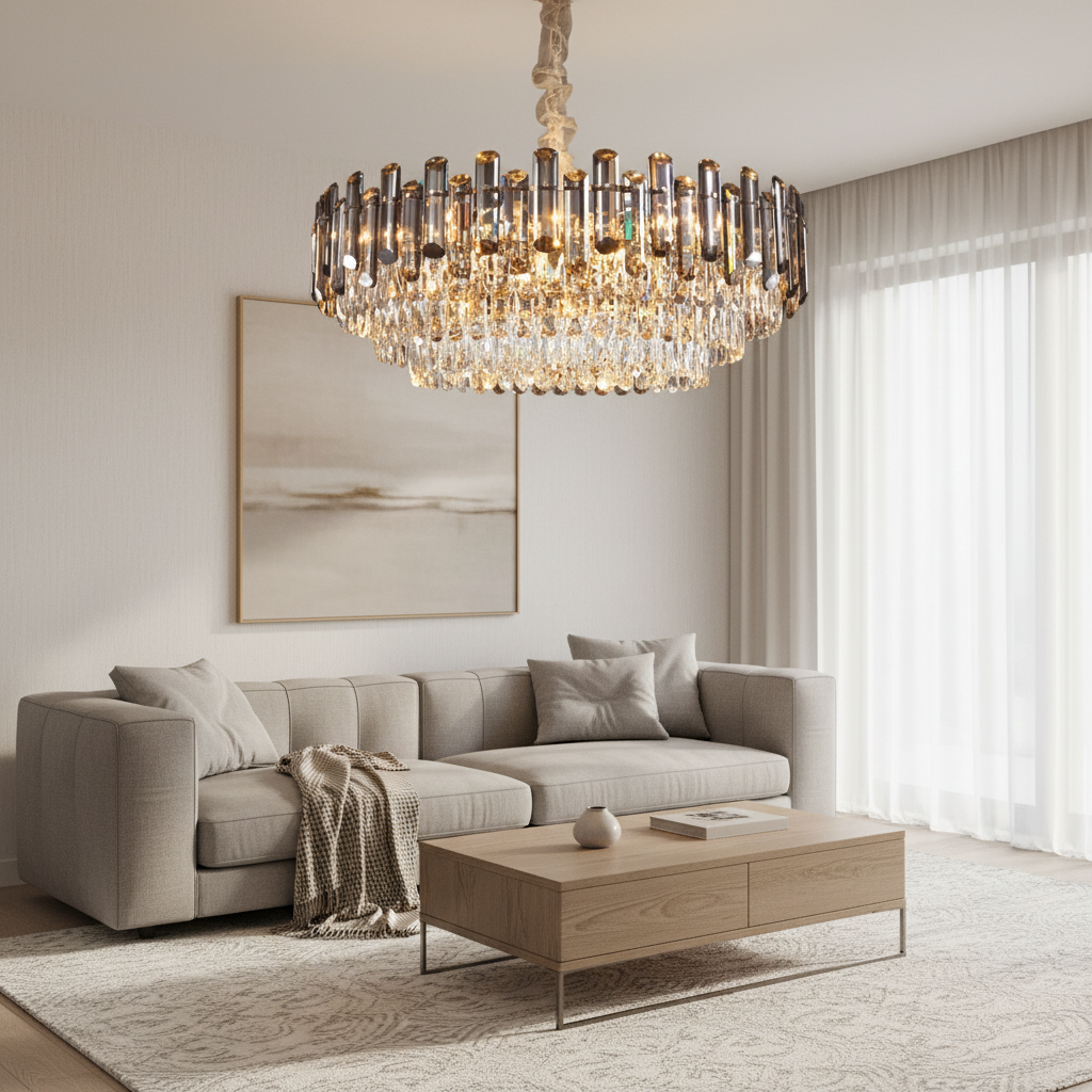 LustraSphere | Elegant Modern Crystal Chandelier with Gold Accents