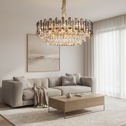 LustraSphere | Elegant Modern Crystal Chandelier with Gold Accents