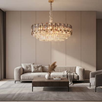LustraSphere | Elegant Modern Crystal Chandelier with Gold Accents