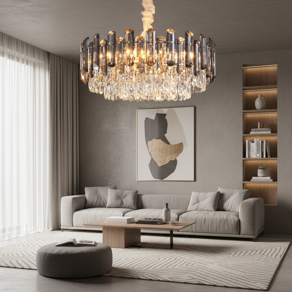 LustraSphere | Elegant Modern Crystal Chandelier with Gold Accents