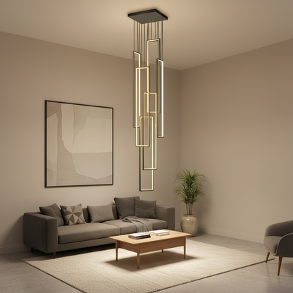 NordicElegance | Modern Black Adjustable LED Duplex Chandelier