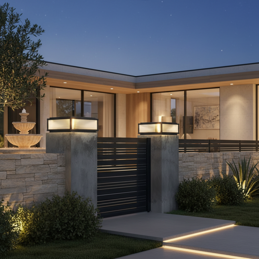 Ribbed Glass Solar Pillar Light | Outdoor Garden Ambient Lantern