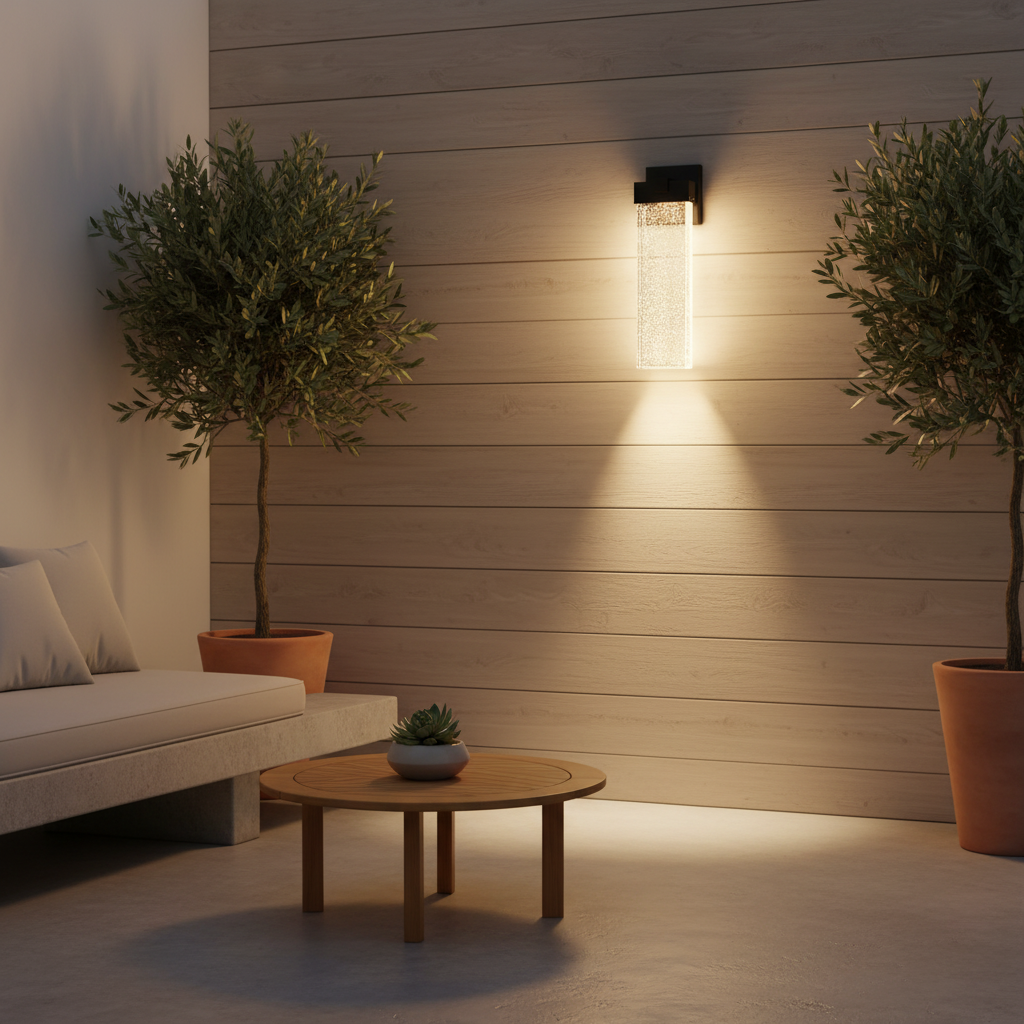 CrystalGlow | Elegant Textured Outdoor Wall Lantern Light Fixture