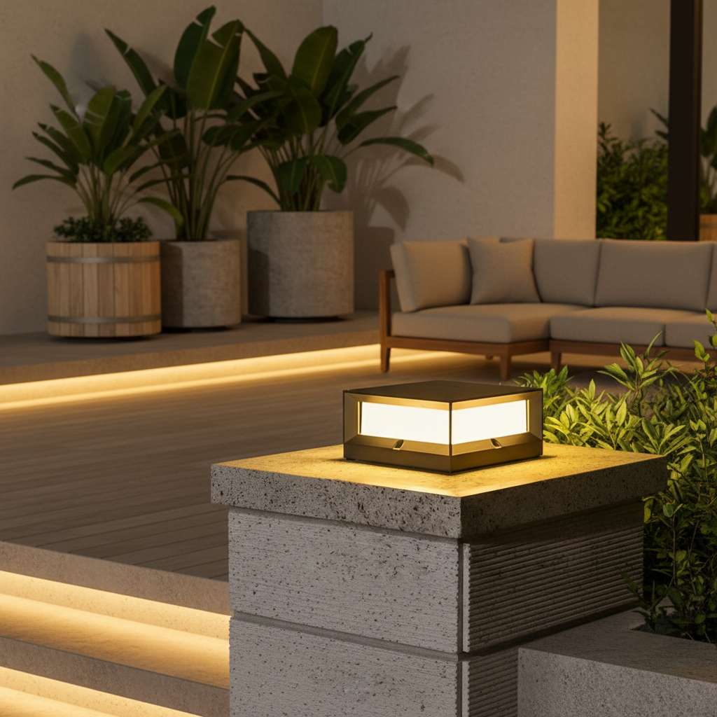 Luminara | Modern Elegant Solar Garden Pillar Light Fixture