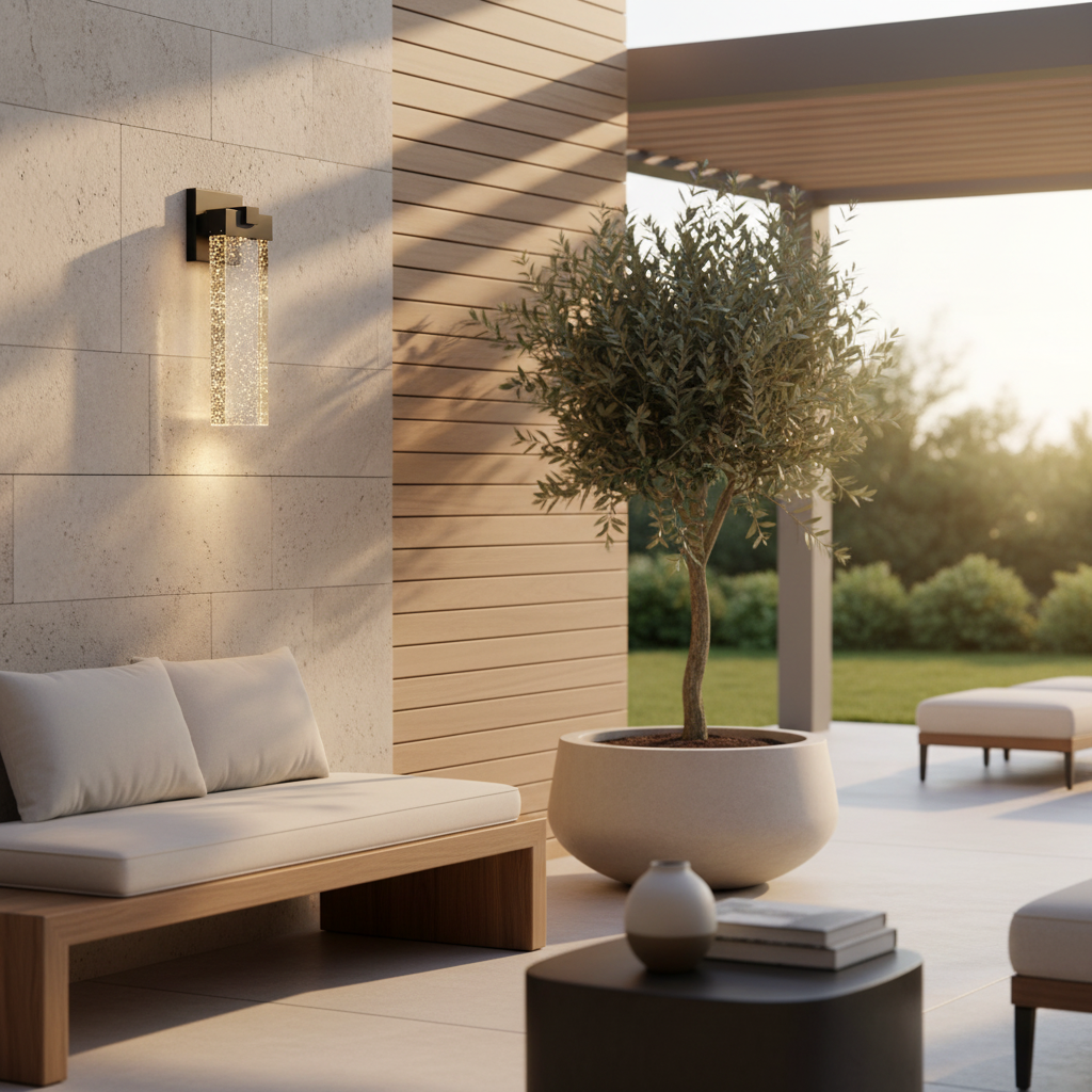 CrystalGlow | Elegant Textured Outdoor Wall Lantern Light Fixture