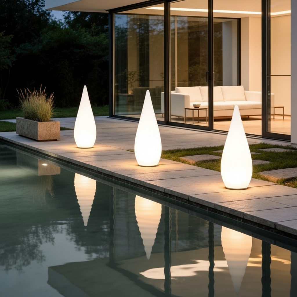 AquaGlow | Modern Elegant Solar Outdoor Garden Floor Lamp
