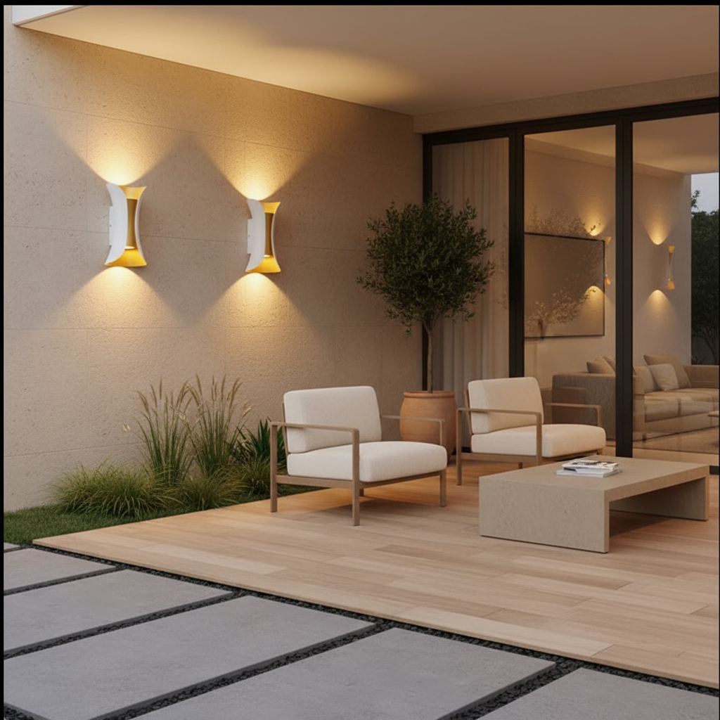 Modern Curved LED Wall Light | Waterproof Dual Beam Outdoor Lighting