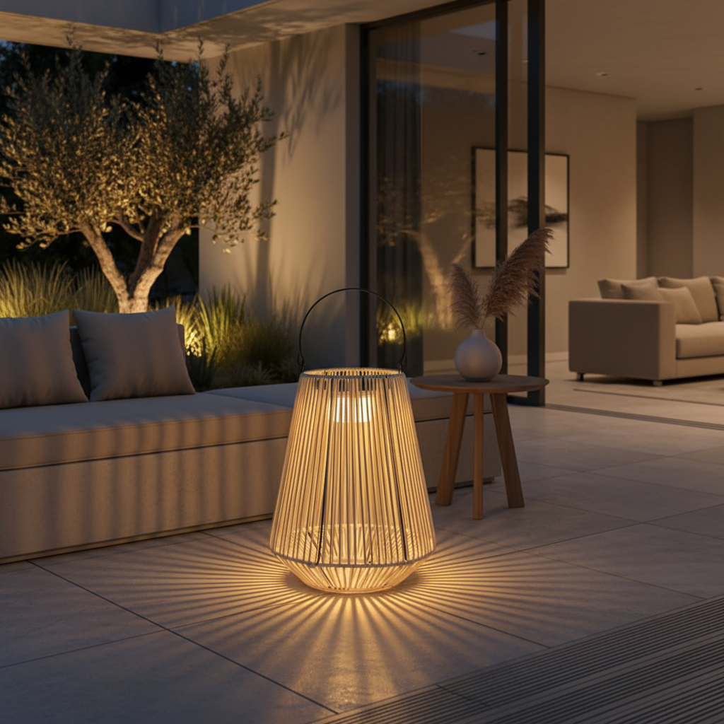 RattanGlow | Rustic Elegant Solar-Powered Portable Lantern Light