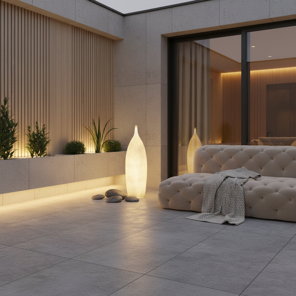 AquaGlow | Stylish Modern Resin Outdoor Garden Floor Lamp