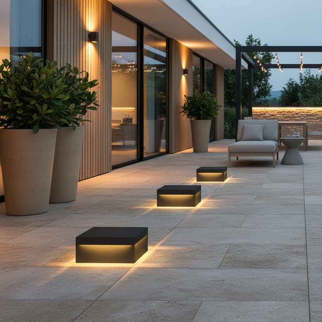 Modern Solar Pillar Light – Square Outdoor LED Garden Light with Waterproof Dual Power System