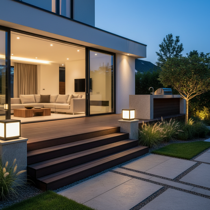 Geometra | Stylish Modern Black Solar Outdoor Wall Light Fixture