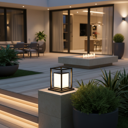 Luminara | Stylish Black Outdoor Wall Lantern with Solar Power Option