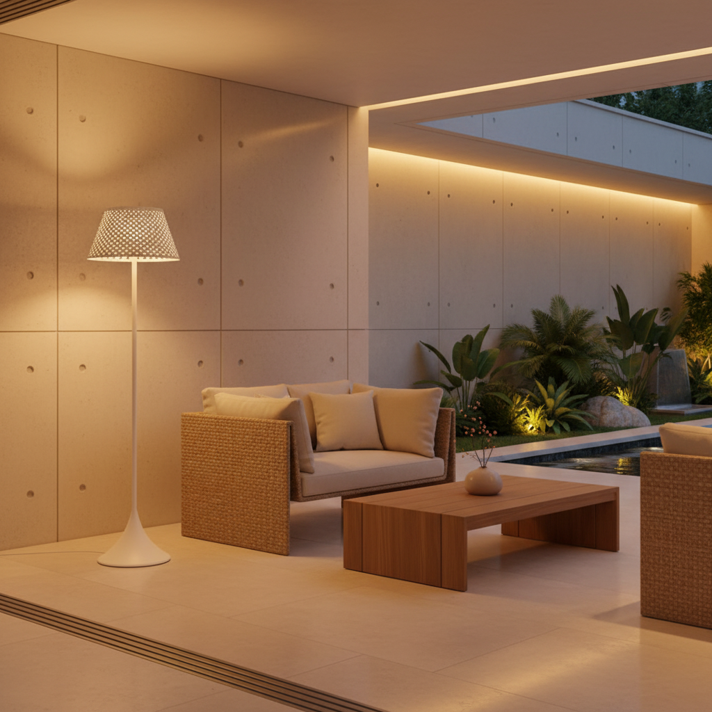 Luminara | Stylish Modern Solar Outdoor Floor Lamp with Dual Power Options