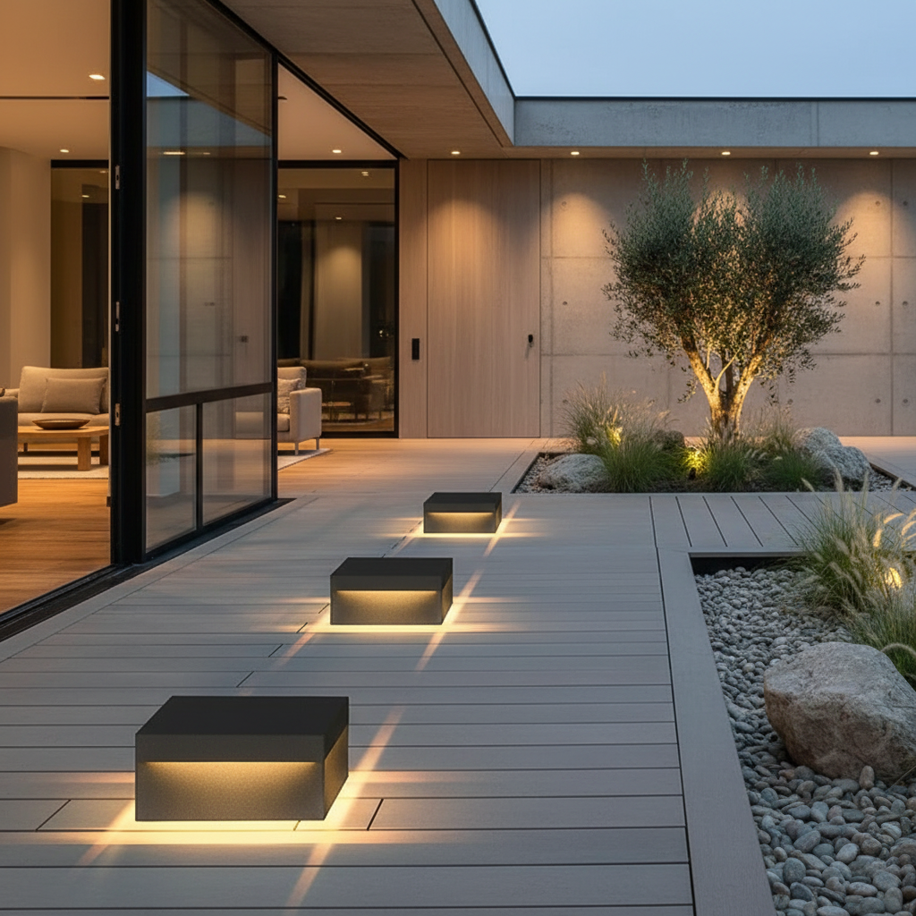 Modern Solar Pillar Light – Square Outdoor LED Garden Light with Waterproof Dual Power System