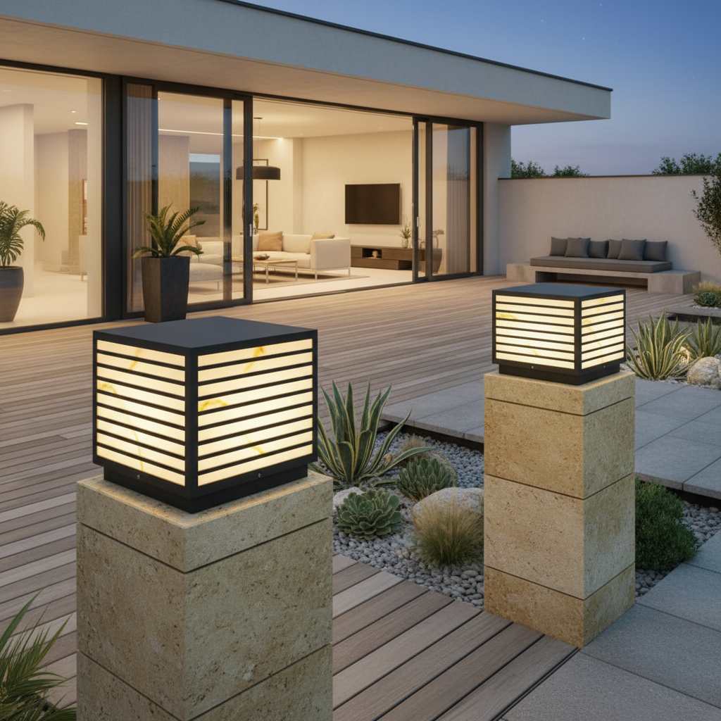 LumiaStone | Elegant Weatherproof Solar Outdoor Pillar Light