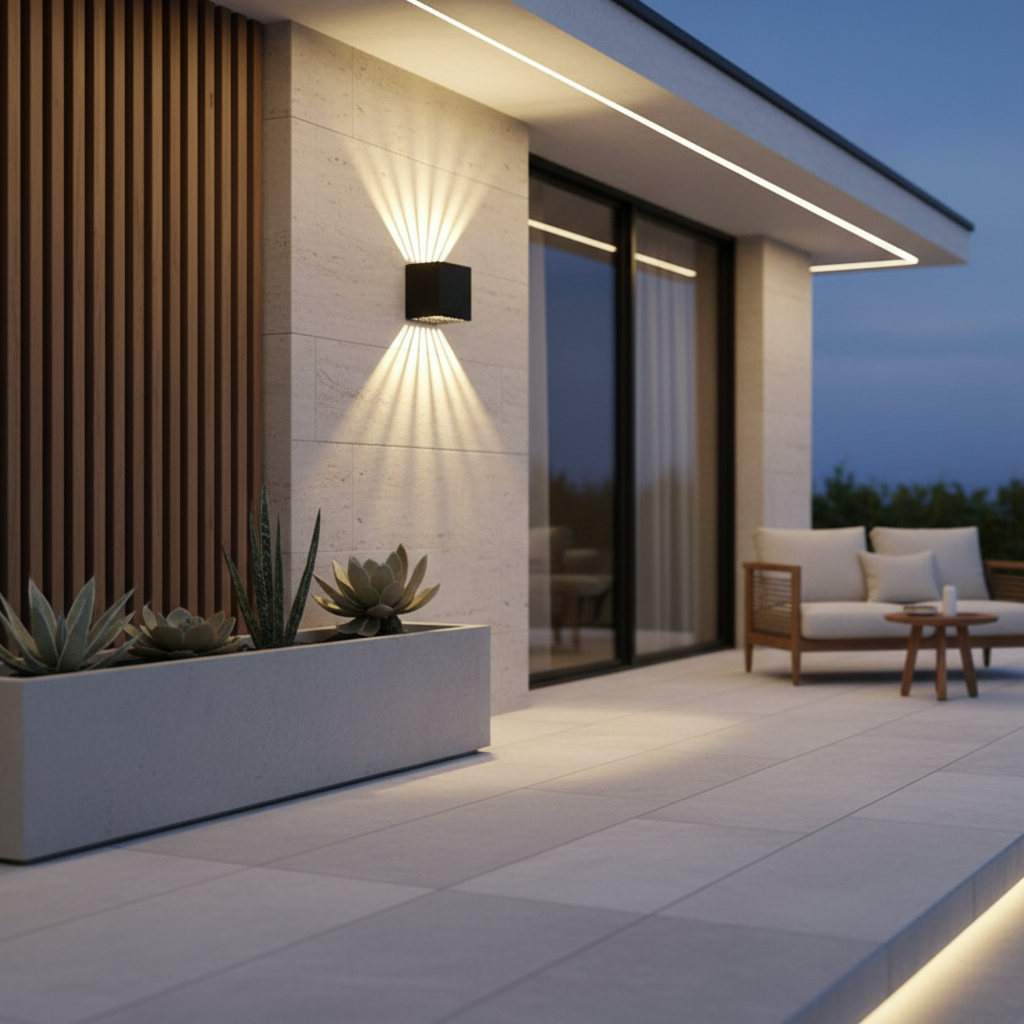 Luminara | Stylish Black Outdoor Wall Lantern With Up and Down Lights