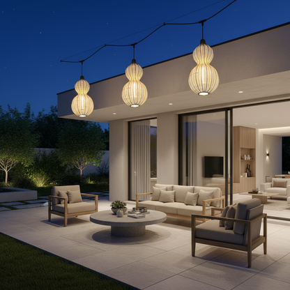 GourdLight | Stylish Natural Rattan Outdoor Hanging Pendant Light