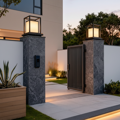 Luminara | Stylish Black Outdoor Wall Lantern with Solar Power Option