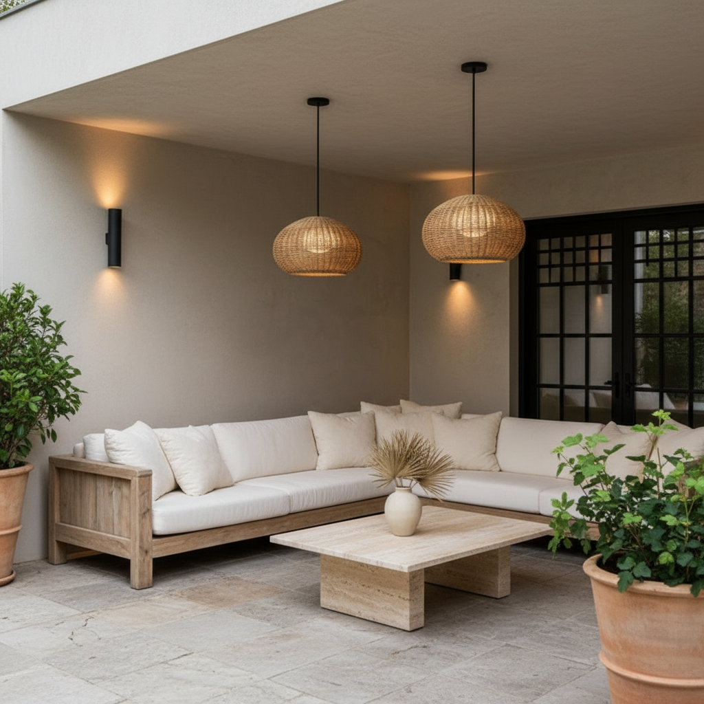 RattanGlow | Elegant Natural Woven Outdoor Wall Lights for Patios