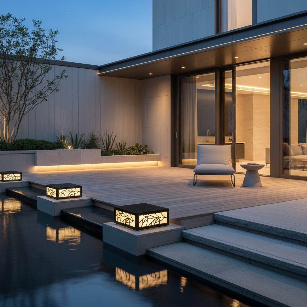 Lumosquare | Stylish Modern Solar Garden Pillar Light Fixture