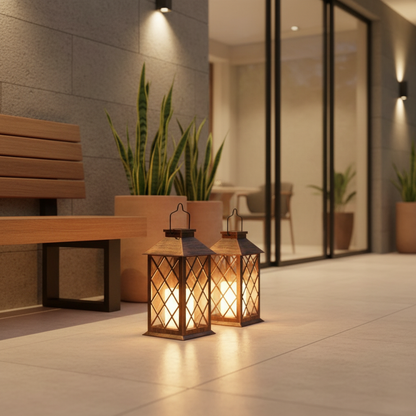 BronzeGlow | Elegant Antique Outdoor Solar Lantern for Garden Illumination