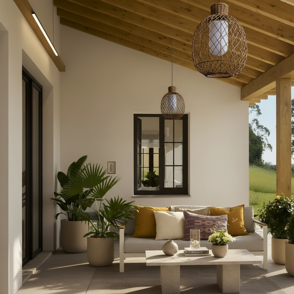 RattanGlow | Elegant Rustic Modern Outdoor Pendant Lantern Light