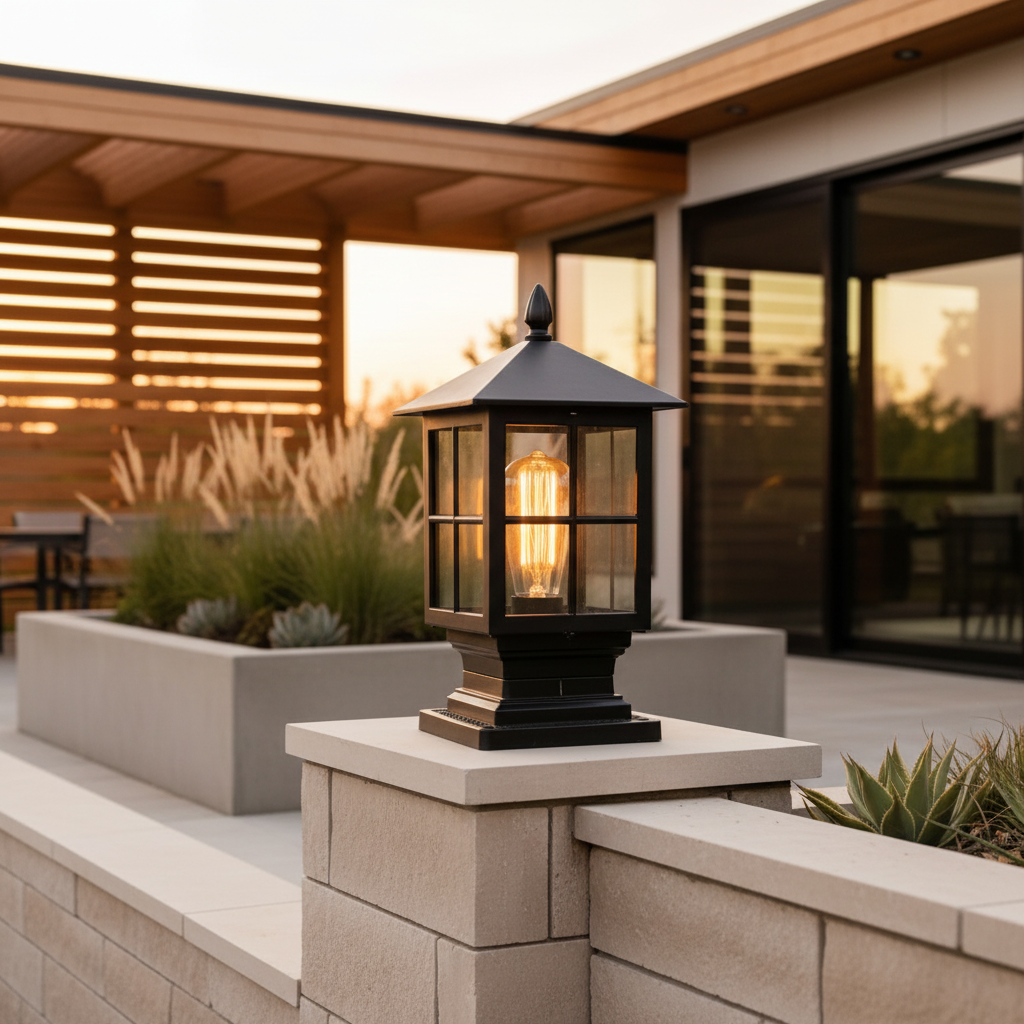Stone Solar Light Pillar | Waterproof Outdoor Garden Landscape Lamp