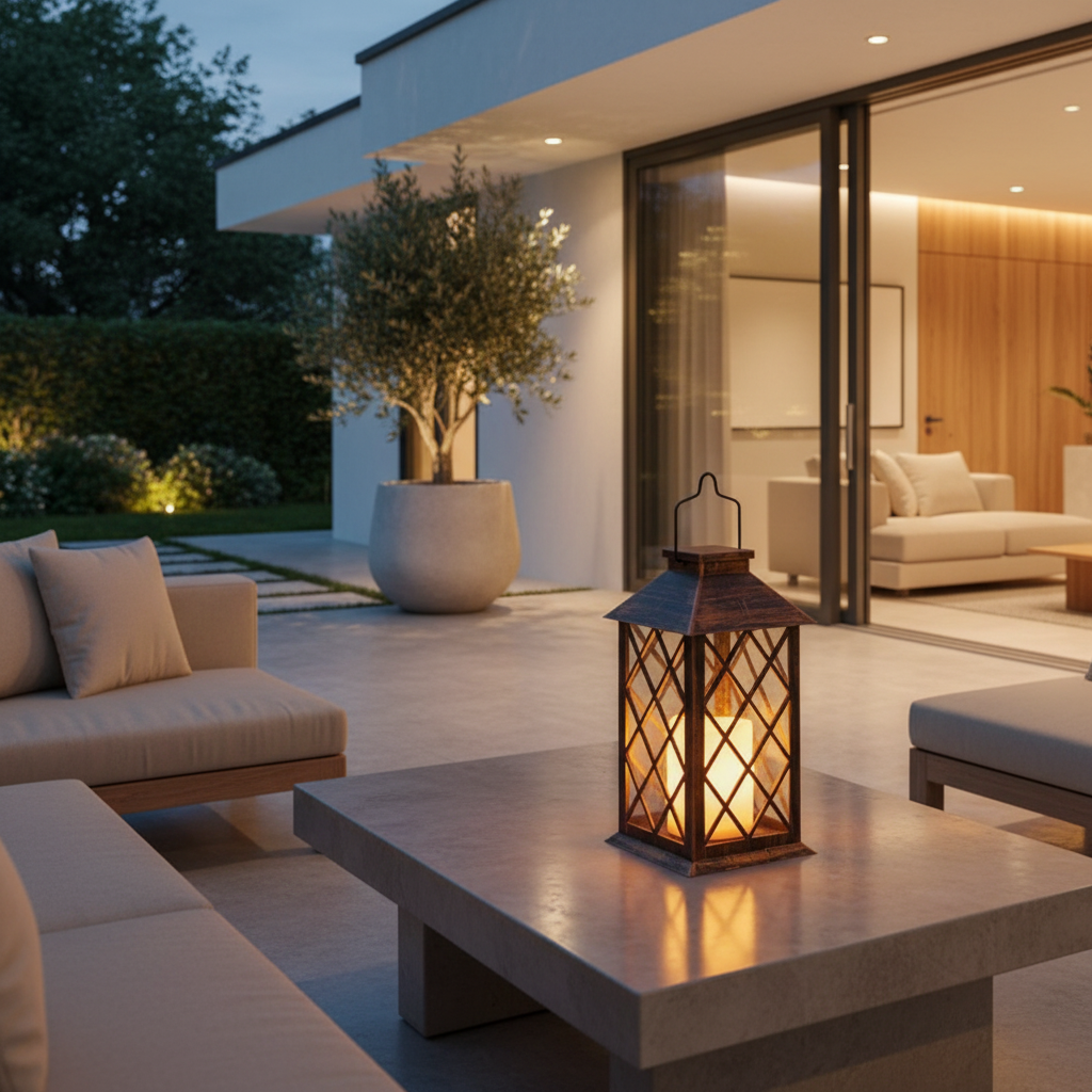 BronzeGlow | Elegant Antique Outdoor Solar Lantern for Garden Illumination