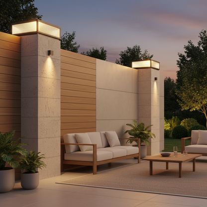 Ribbed Glass Solar Pillar Light | Outdoor Garden Ambient Lantern