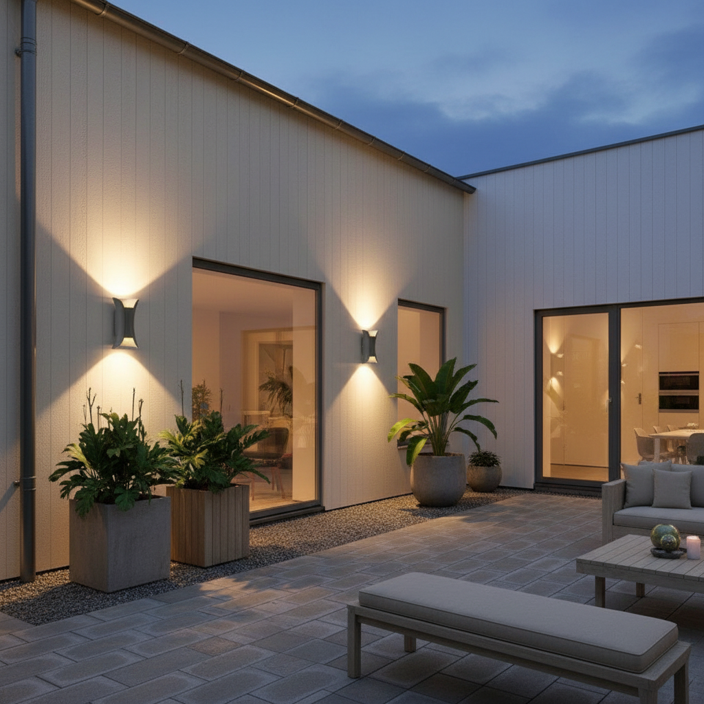 Modern Curved LED Wall Light | Waterproof Dual Beam Outdoor Lighting