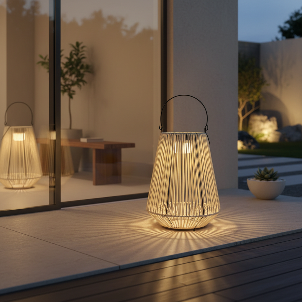 RattanGlow | Rustic Elegant Solar-Powered Portable Lantern Light