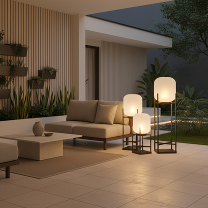 Luminara | Stylish Retro-Modern Outdoor Solar Lantern with Dual Power Options