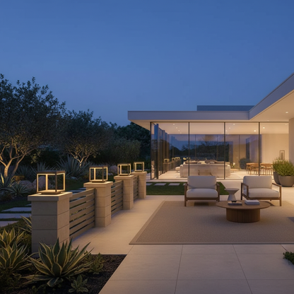 Modern Concrete Solar Pillar Light | Outdoor Garden Landscape Lighting