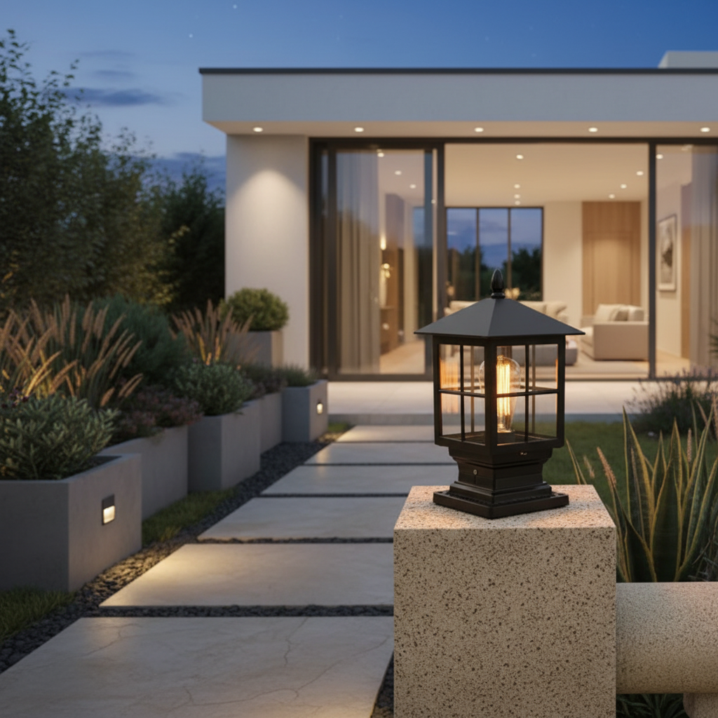 Stone Solar Light Pillar | Waterproof Outdoor Garden Landscape Lamp