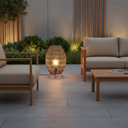 Elegant Rattan | Outdoor Lamp with Waterproof Design | Cozy Garden Lights for Patios and Balconies