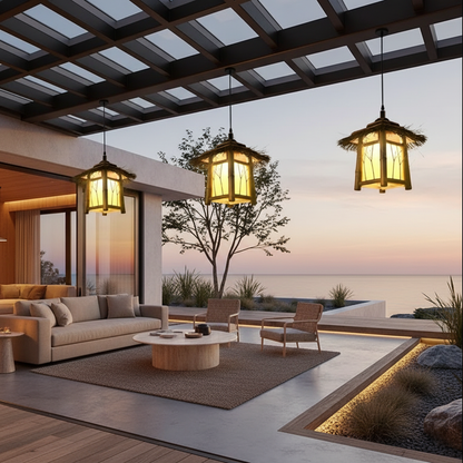 BambooGlow | Elegant Rustic Outdoor Wall Light for Garden and Patio