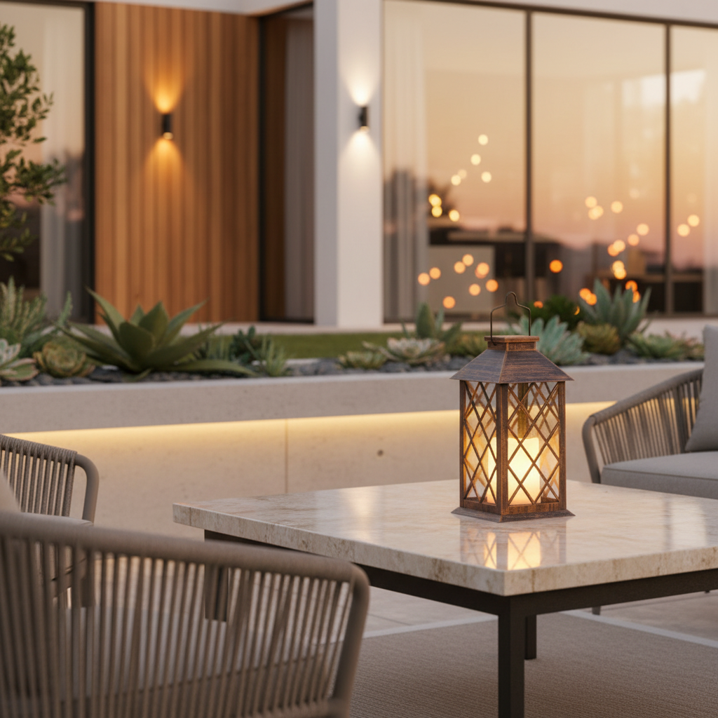 BronzeGlow | Elegant Antique Outdoor Solar Lantern for Garden Illumination